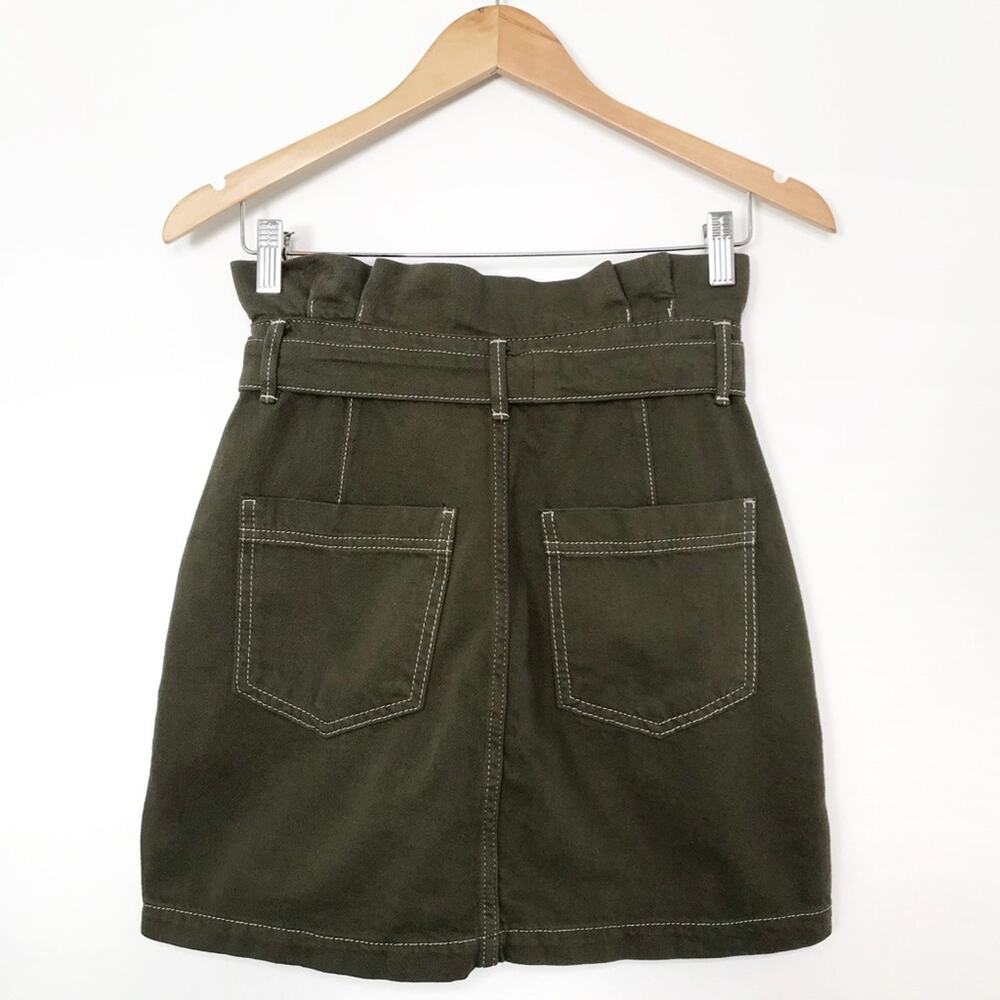 NWT Free People Splendor In The Grass Skirt Green Paper Bag Waist Boho Size 2 - Picture 3 of 9